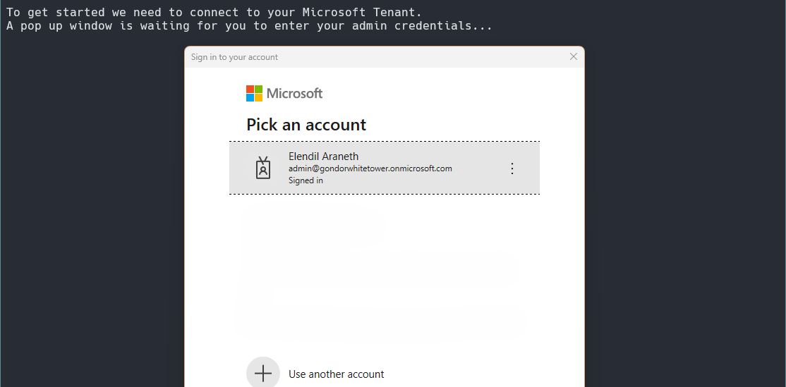 Direct Microsoft Connection Authentication Prompt