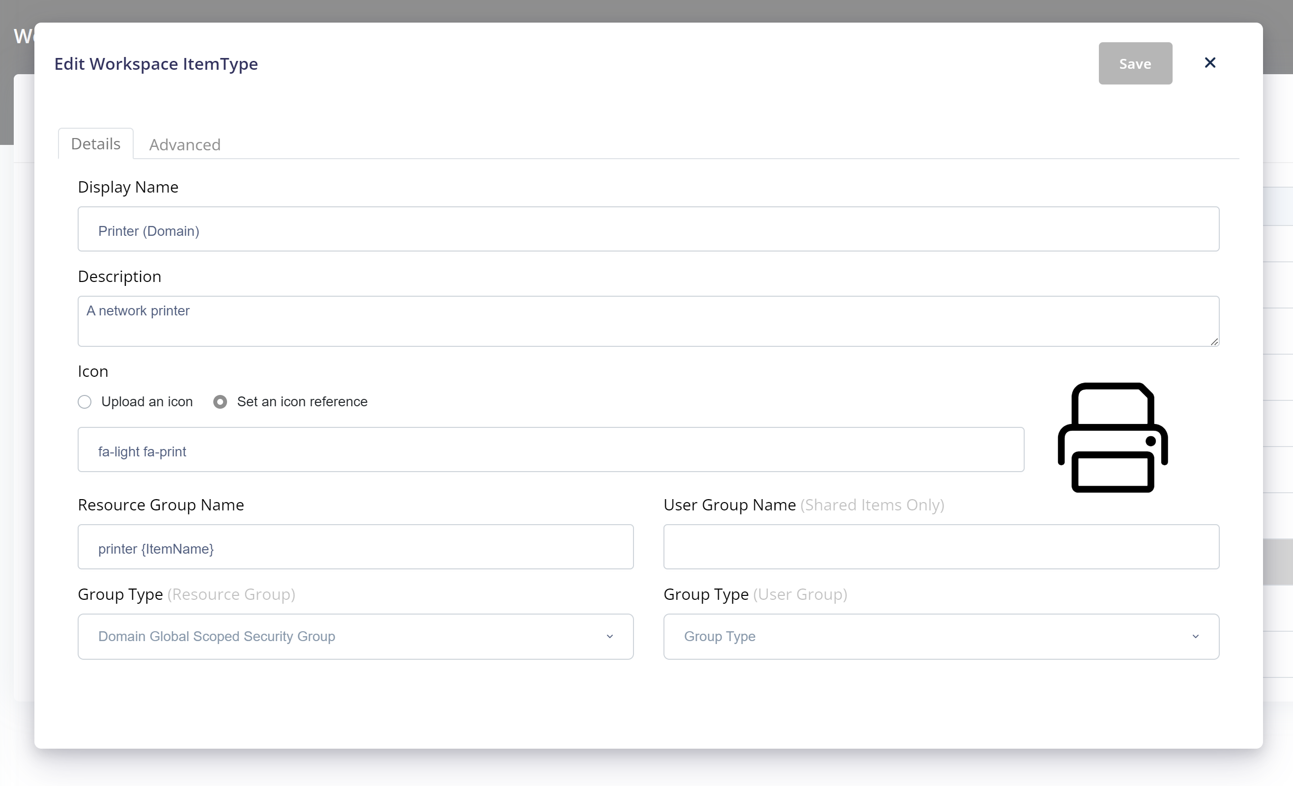 Example WS Item Type