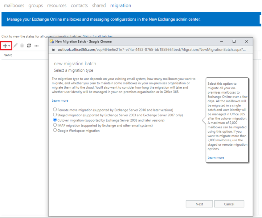 Migrate from Hosted Exchange to Exchange Online