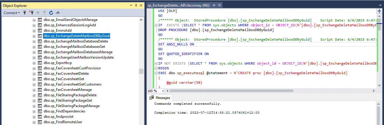 Remove ExchangeMailboxDB MetaData