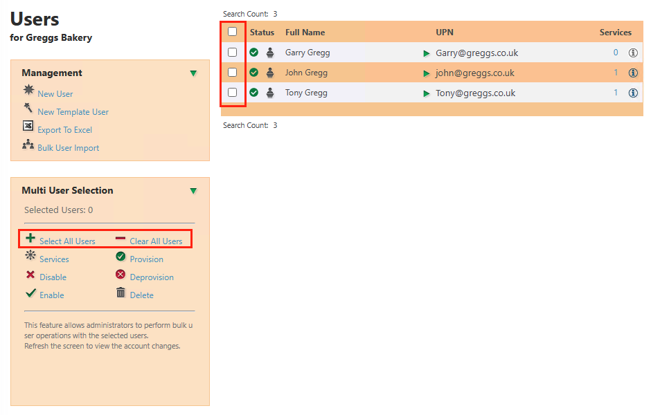 Multi-User Provisioning